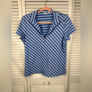Weekends by Chico’s Striped Blue Women's Top Size 1/M